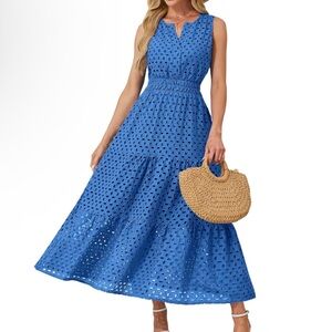 NIP Elegant Blue Eyelet Maxi Dress Size S